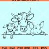 Peeking farm animals svg