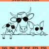 Peeking farm animals with sunglasses svg