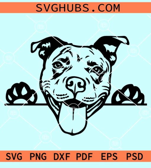 Peeking pit bull SVG