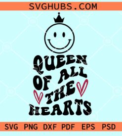 Queen of all the hearts wavy letters svg