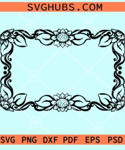 Rectangle floral wreath svg