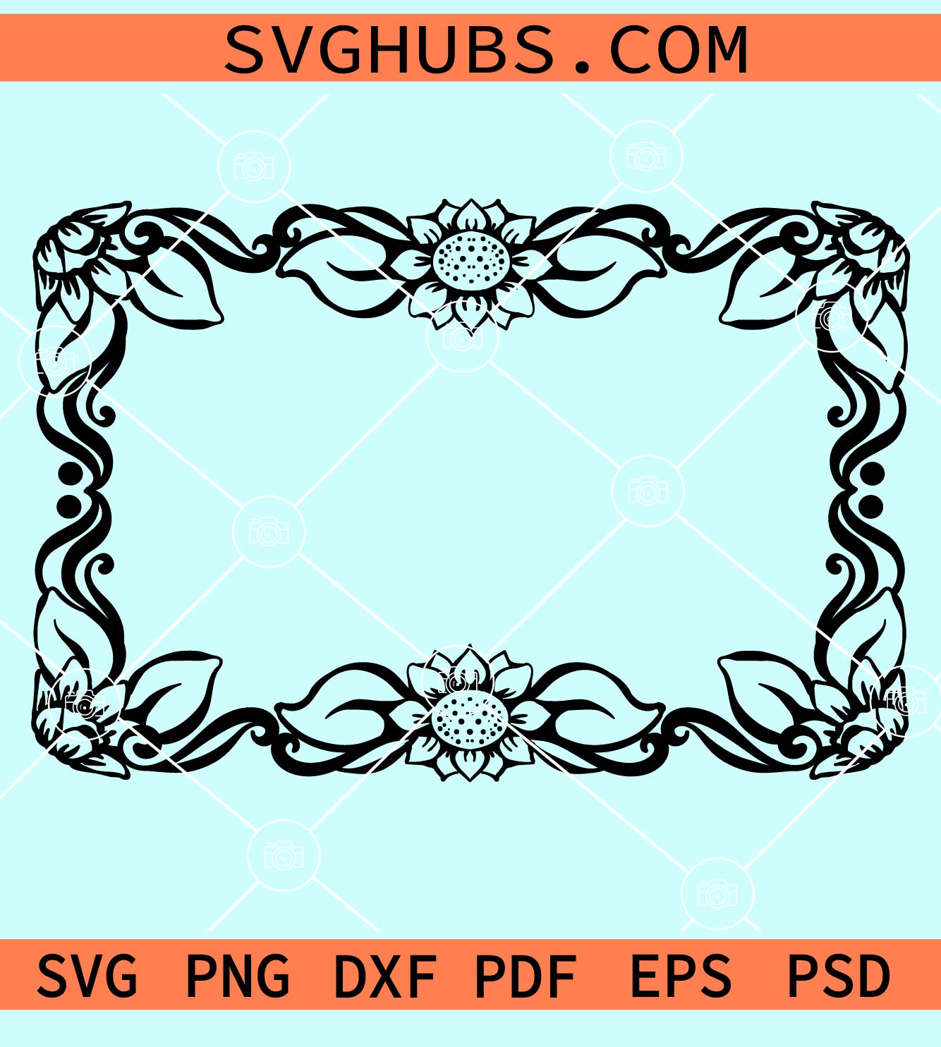 Rectangle floral wreath svg, Floral wreath svg, Floral frame svg ...