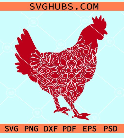 Rooster mandala svg