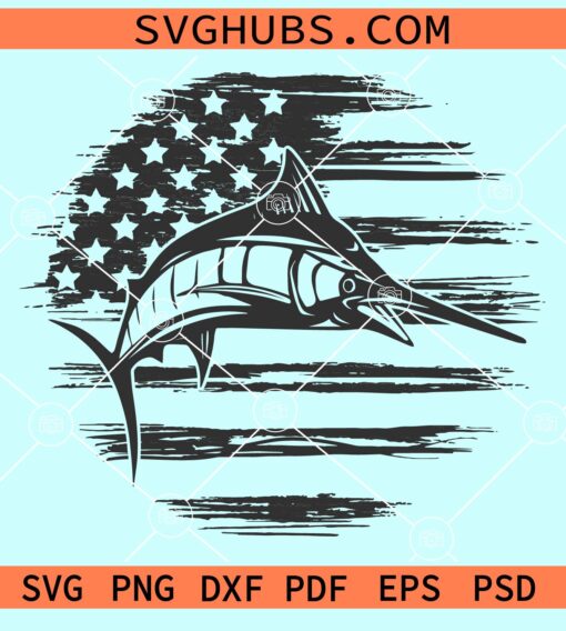 Sailfish with US Flag svg