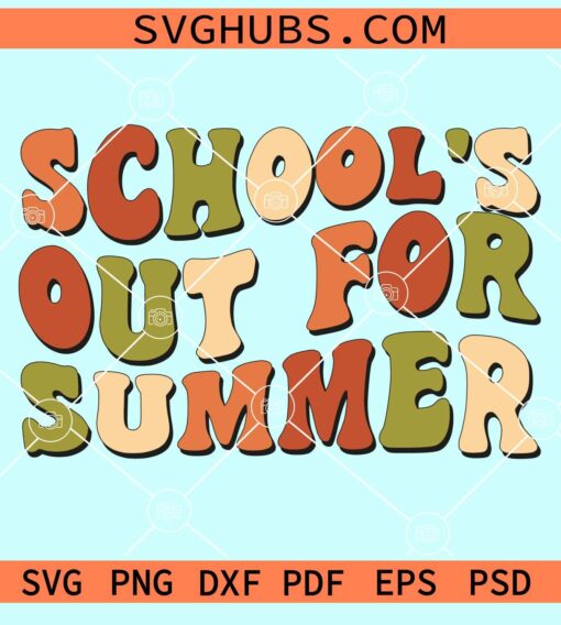 School's out for summer wavy text svg