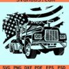 Semi truck trailer American flag svg