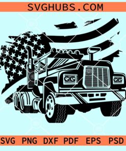 Semi truck trailer American flag svg