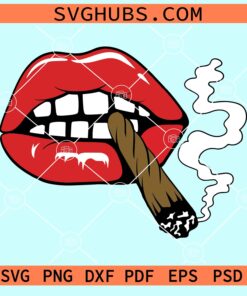 Sexy red lips with weed svg