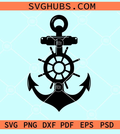 Ship Wheel With Anchor svg