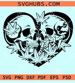 Skull couple smoking weed svg