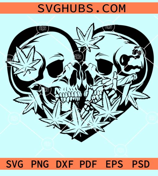 Skull couple smoking weed svg