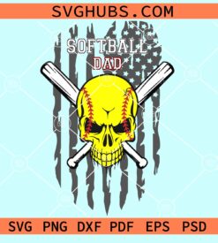 Softball dad skull US Flag svg