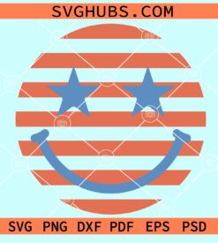 Star and stripes American smiley face svg