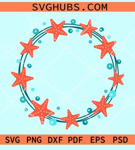 Star fish circle frame svg