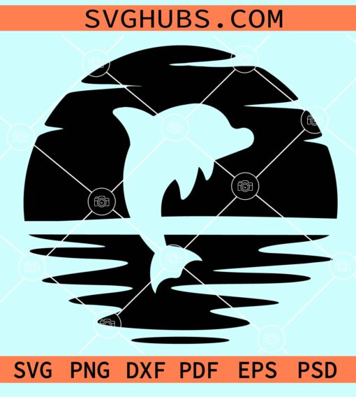 Sunset dolphin clipart svg