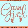 Team girl with baby footprints svg