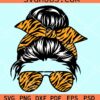 Tiger Print messy bun svg