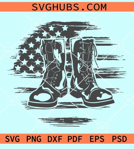 US Veteran combat boots svg
