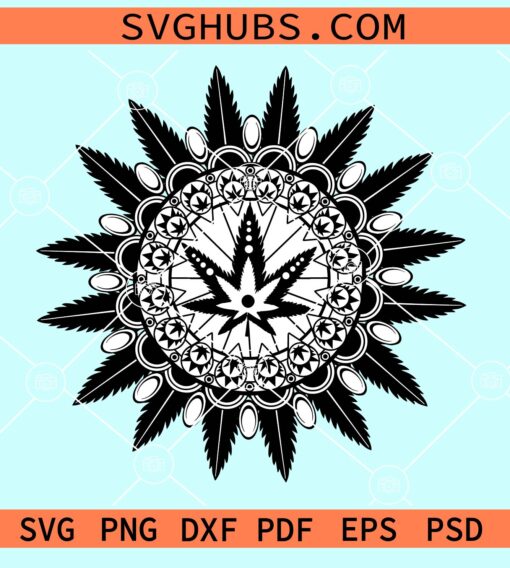 Weed leaf mandala svg