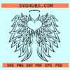 Angel wings heart with halo svg