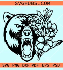 Bear with flowers SVG