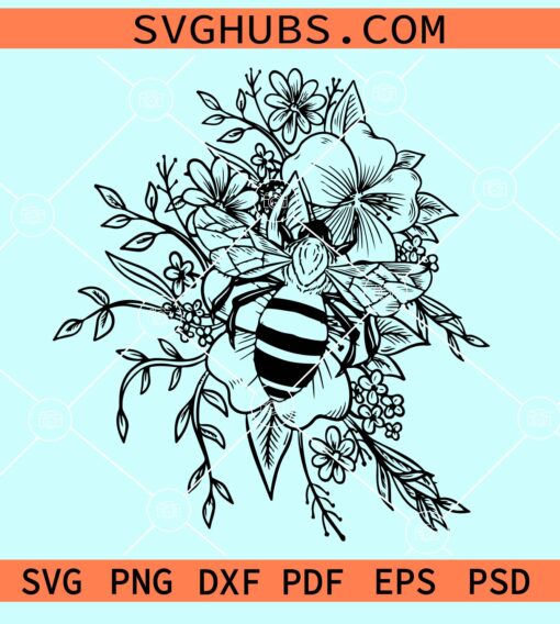 Bee on flowers SVG
