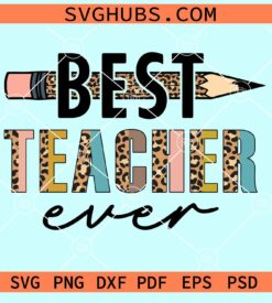 Best teacher half leopard print pattern svg