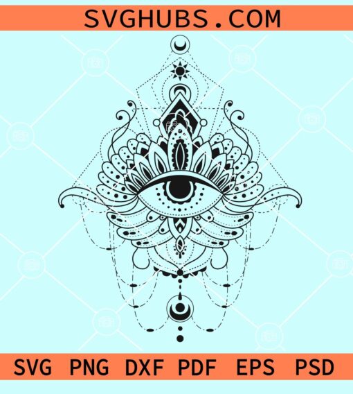 Boho illustration mystical eye svg