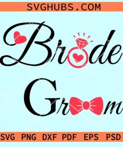 Bride groom with bow and diamond ring svg