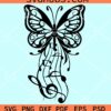 Butterfly with music notes svg