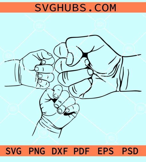 Fathers and 2 Childs Hands SVG