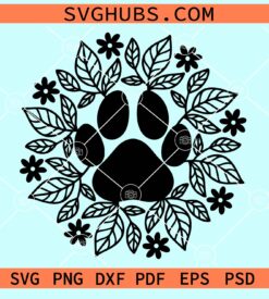 Floral dog paw clipart svg