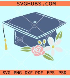 Floral graduation cap svg