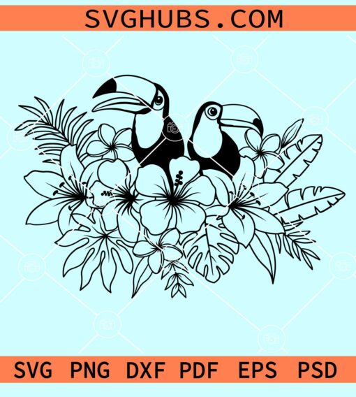 Floral toucan birds svg