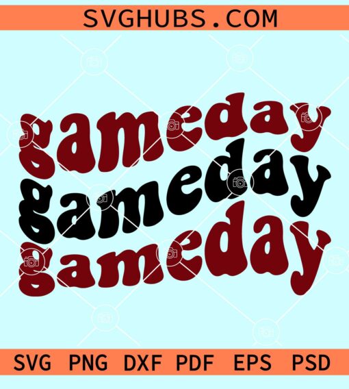 Game day retro wavy letters SVG