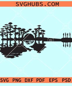 Guitar Woodland and Its Reflection SVG