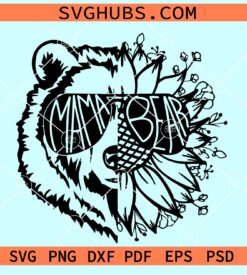 Half Bear Half Flowers SVG