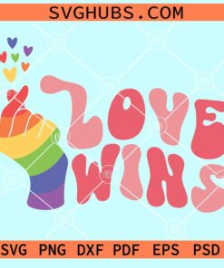 Love wins wavy text LGBT svg