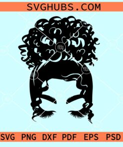 Messy bun curly hair SVG