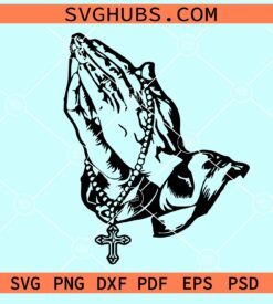 Praying Hands Rosary Beads SVG