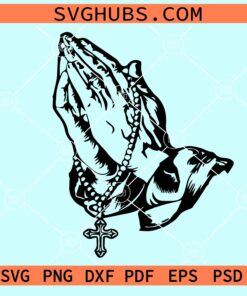 Praying Hands Rosary Beads SVG