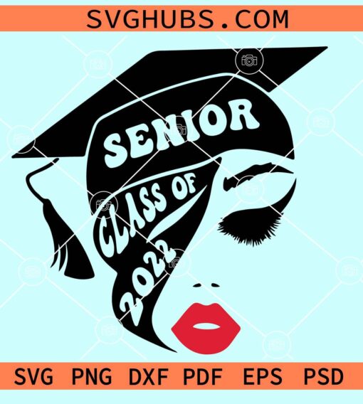 Senior class of 2022 woman face svg