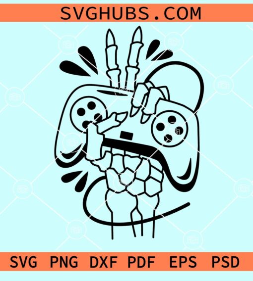 Skeleton hand holding Game Controller Svg