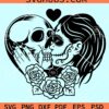Skull couple kissing svg