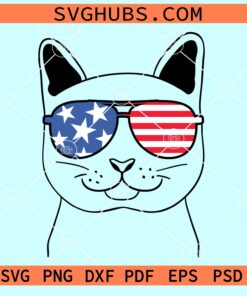 4th of July cat with sunglasses svg