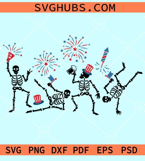 4th of July skeletons svg