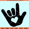 ASL I love you Heart svg, ASL I love you svg, I love you hand sign svg, Love sign svg