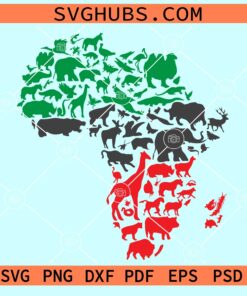 Africa animals map outline svg