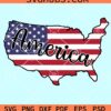 America map outline with Flag svg
