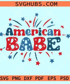American babe with fireworks svg